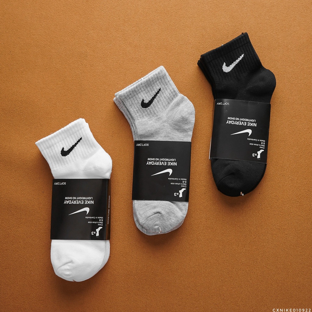 [ CAO CẤP ] Full Set 3 đôi vớ/tất thể thao cổ trung dệt kim dày dặn, thông thoáng 10922