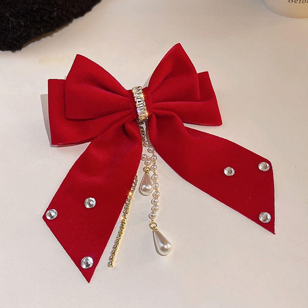 FORBETTER Kẹp Tóc Nhung Phối Tua Rua Phong Cách Vintage Thanh Lịch Mới Cho Nữ