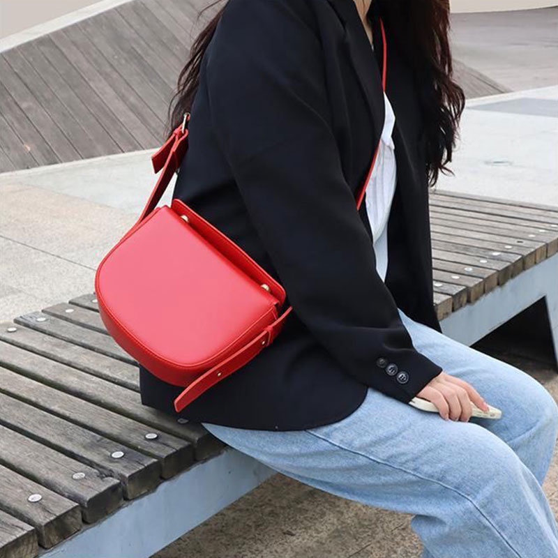 Mischa Túi Xách Da PU Màu Trơn Phong Cách retro Thời Trang Cho Nữ