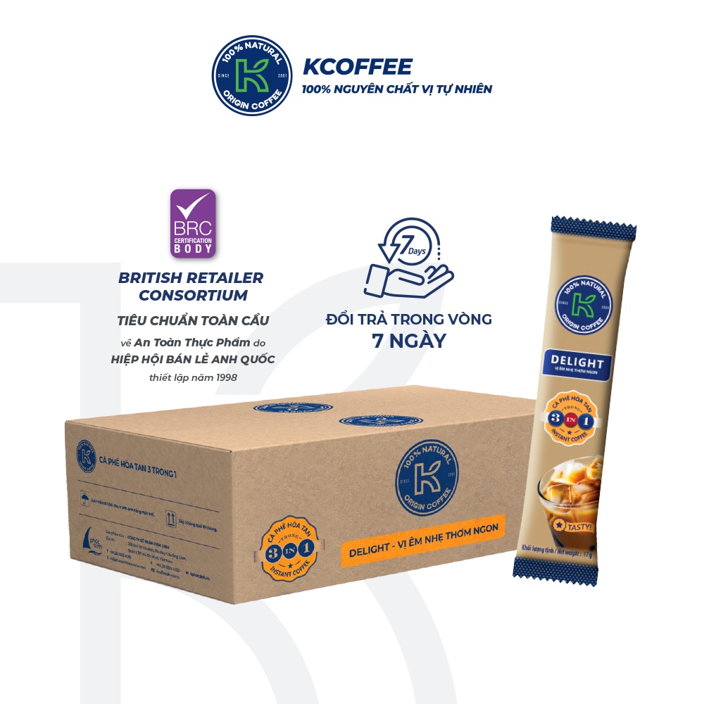 Cà phê hòa tan 3 in 1 K Delight Thùng 7650g thương hiệu K Coffee