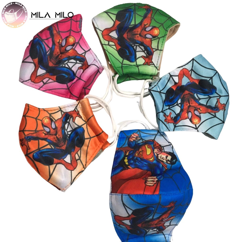 Khẩu trang vải cho bé 2-10 tuổi hình người nhện spiderman kitty cars - Khẩu trang vải trẻ em 3 lớp cao cấp