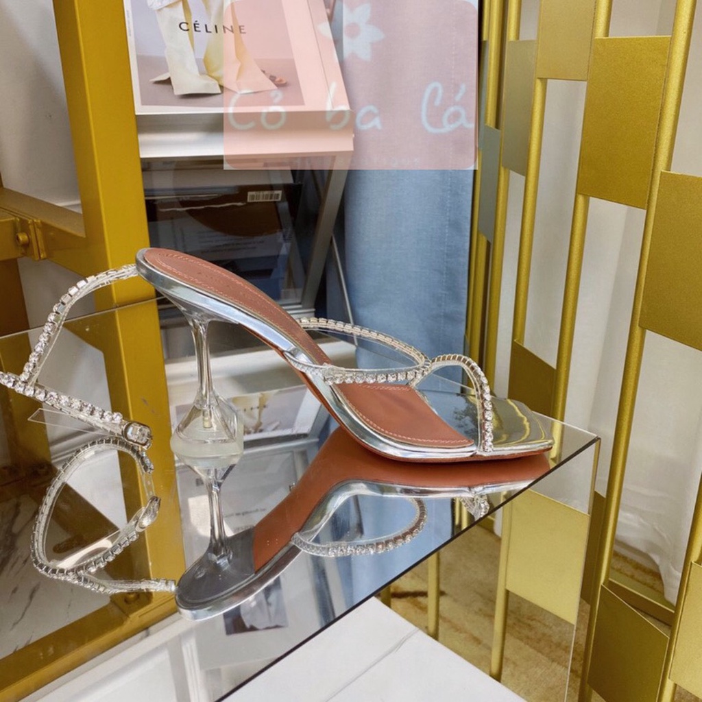 SANDAL CAO GÓT COBALA SHOES - GIÀY THỜI TRANG QUAI TRONG MẢNH ĐÍNH ĐÁ - GUỐC NỮ MŨI VUÔNG 9 PHÂN G22100100