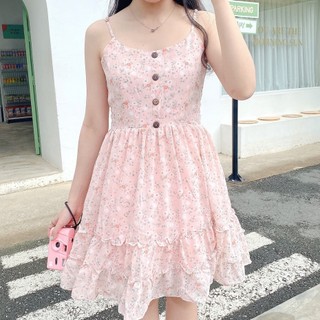 Đầm dây vải voan hoa Hàn Quốc Amy Bownie