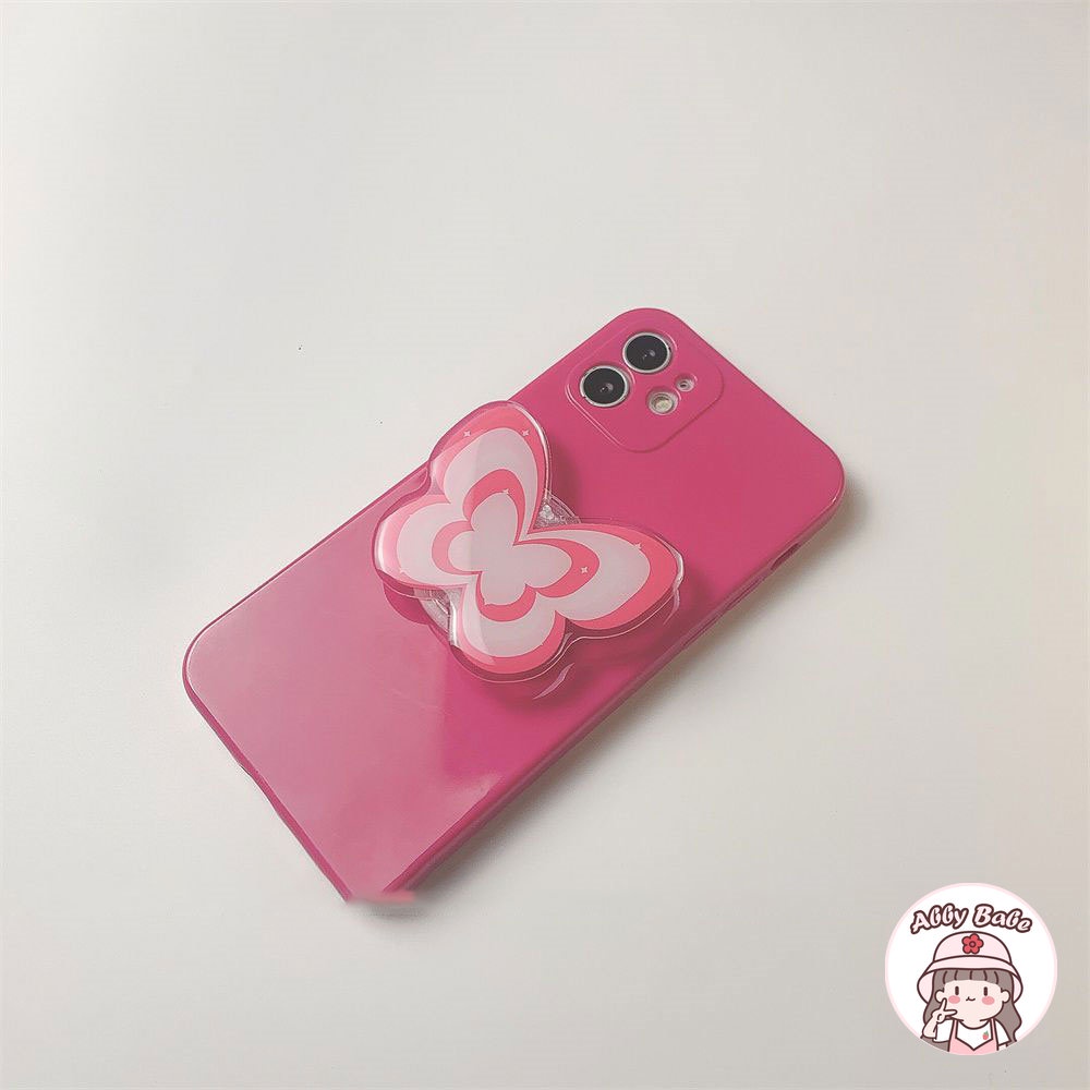 Ốp Điện Thoại TPU Mềm Chống Sốc Họa Tiết Bướm Màu Hồng Gradient Phong Cách Hàn Quốc Cho IPhone 11 7Plus 13 12 11 Pro Max