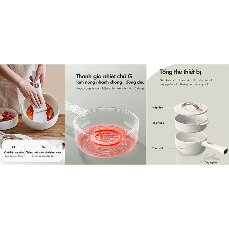 Nồi Điện Đa Năng 1.6L Bear DRG-E15F2 | Hàng Chính Hãng | Bảo Hành 18T |  | Mimax Store