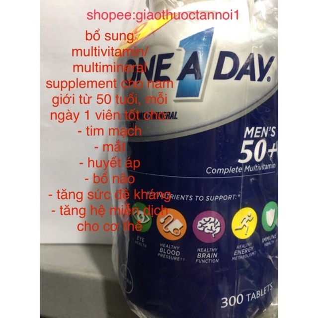 multivitamin/multimineral supplement one a 1 day men’s 50 + complete multivitamin bayer usa mỹ (tốt cho tim,mắt,huyết áp