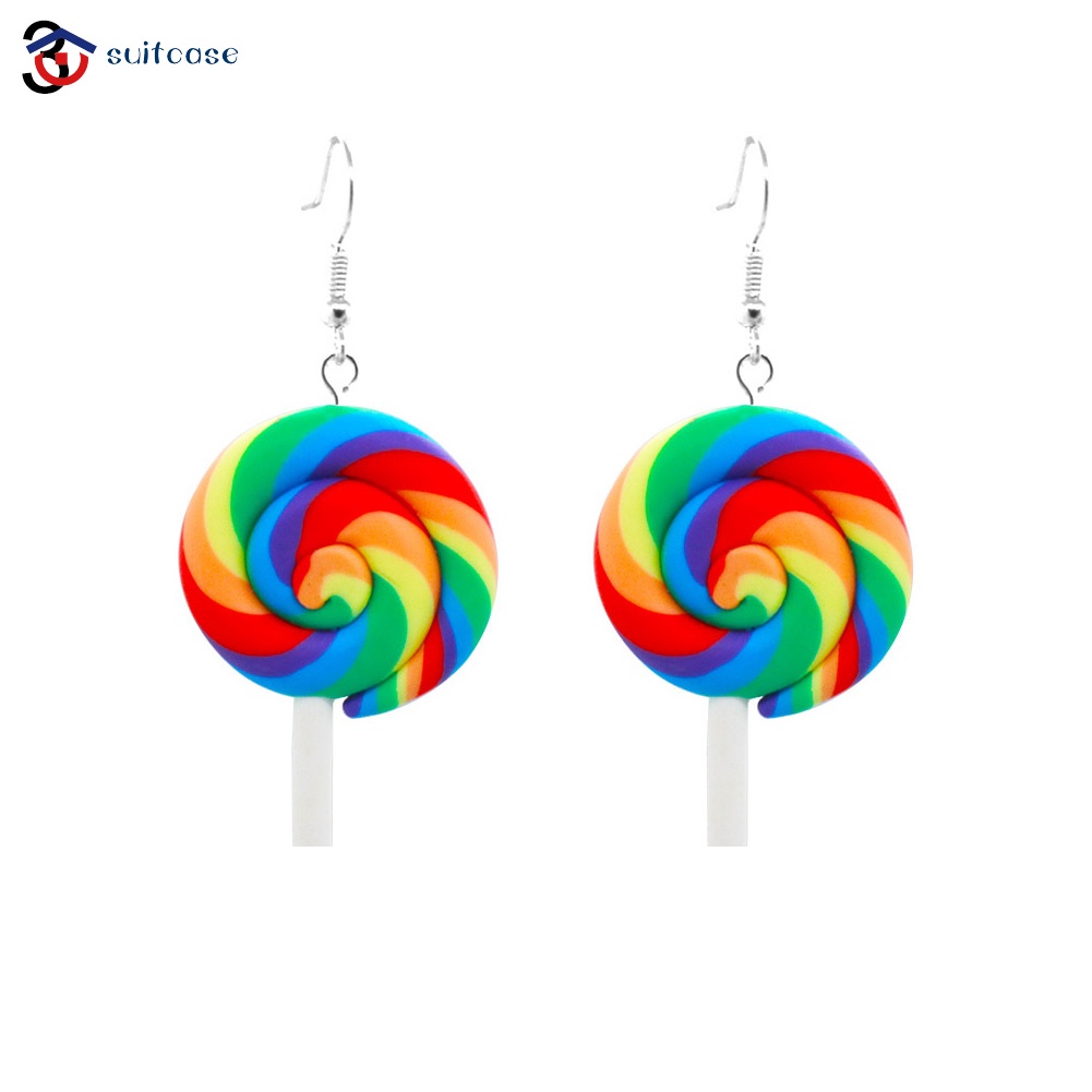 Bông Tai Hình Kẹo Mút Màu Sắc Cầu Vồng Xinh Xắn Thời Trang Cho Nữ