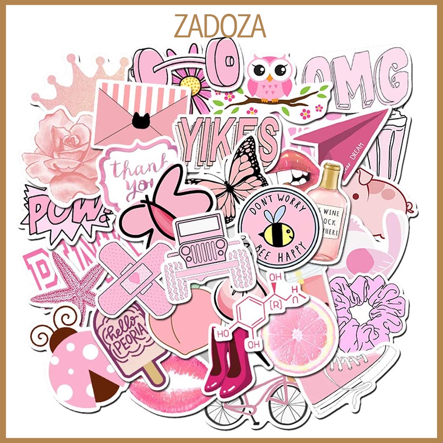 Sticker pink tone nhãn dán màu hồng trang trí mũ bảo hiểm, đàn, guitar, ukulele, điện thoại laptop