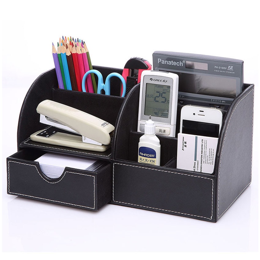 Hộp bút để bàn cao cấp NS10 NASI Store bọc da cực đẹp sang trọng kệ đựng văn phòng phẩm remote điện thoại