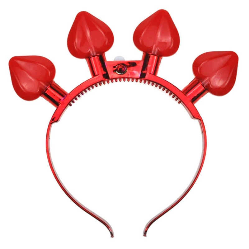 Flgo Băng Đô Cài Tóc Hình Trái Tim Đỏ Có Đèn LED Phát Sáng Trong Đêm Valentine