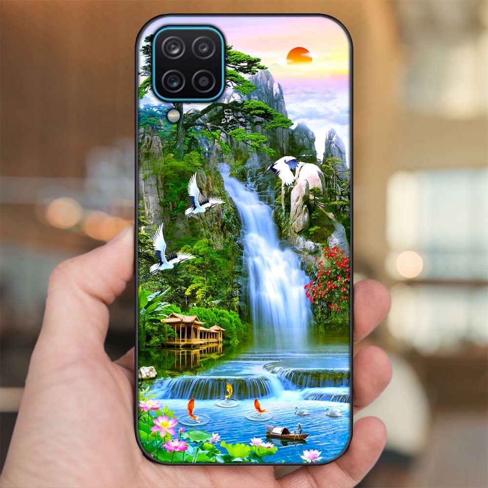 Ốp lưng Samsung A12 5G, M12 viền đen in hình Non Nước Phong Thuỷ Tài Lộc