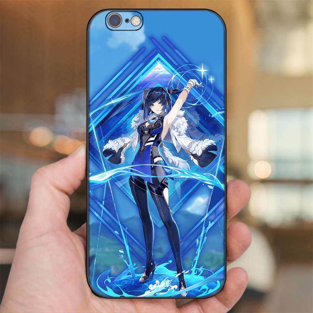Ốp lưng iPhone 6, 6s dẻo đen cạnh vuông in hình Yelan Genshin Impact