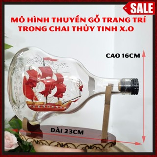Mô hình thuyền gỗ trong chai thủy tinh - quà tặng trang trí thủ công mỹ nghệ - Kẹp cá gỗ hỗ trợ trang trí món ăn chuyên