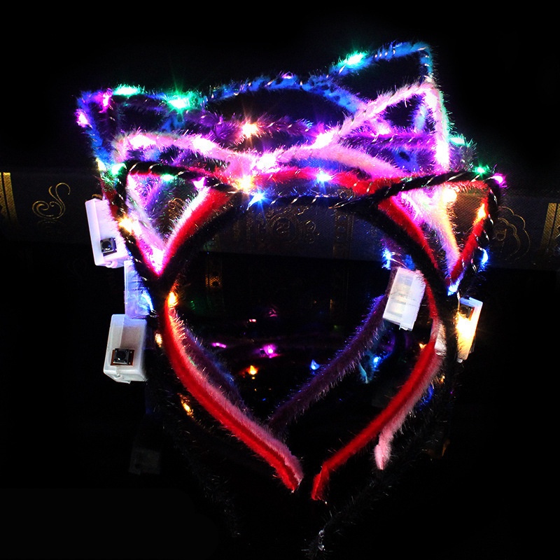 Băng Đô Tai Thỏ Có Đèn LED Màu Sắc Ngẫu Nhiên Dùng Để Trang Trí Tiệc