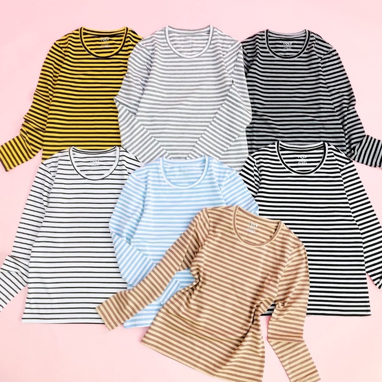 Áo thun tay dài nữ TOLI cổ tròn dáng ôm vừa, màu sọc , vải cotton mềm mịn, co dãn 4 chiều cao cấp [LH15]