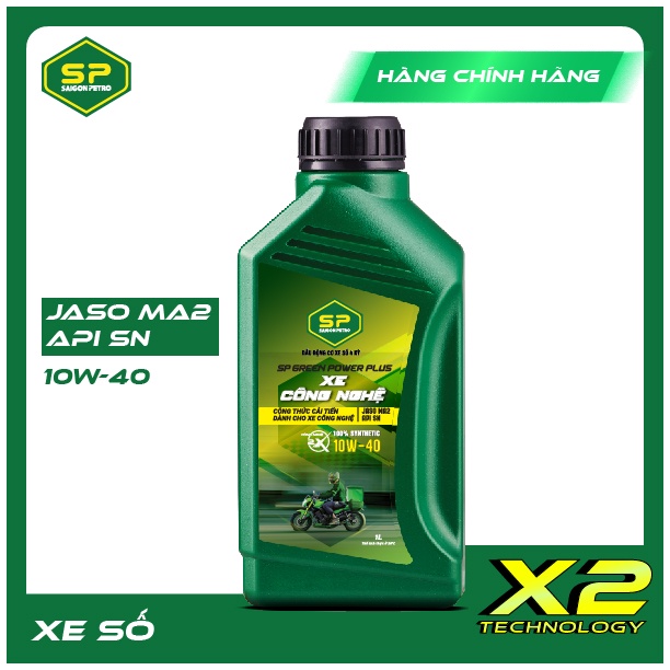 Dầu nhớt Xe công nghệ SP Green Power Plus dành cho xe số - Dung tích 0.8L/1L - Dầu tổng hợp 100%