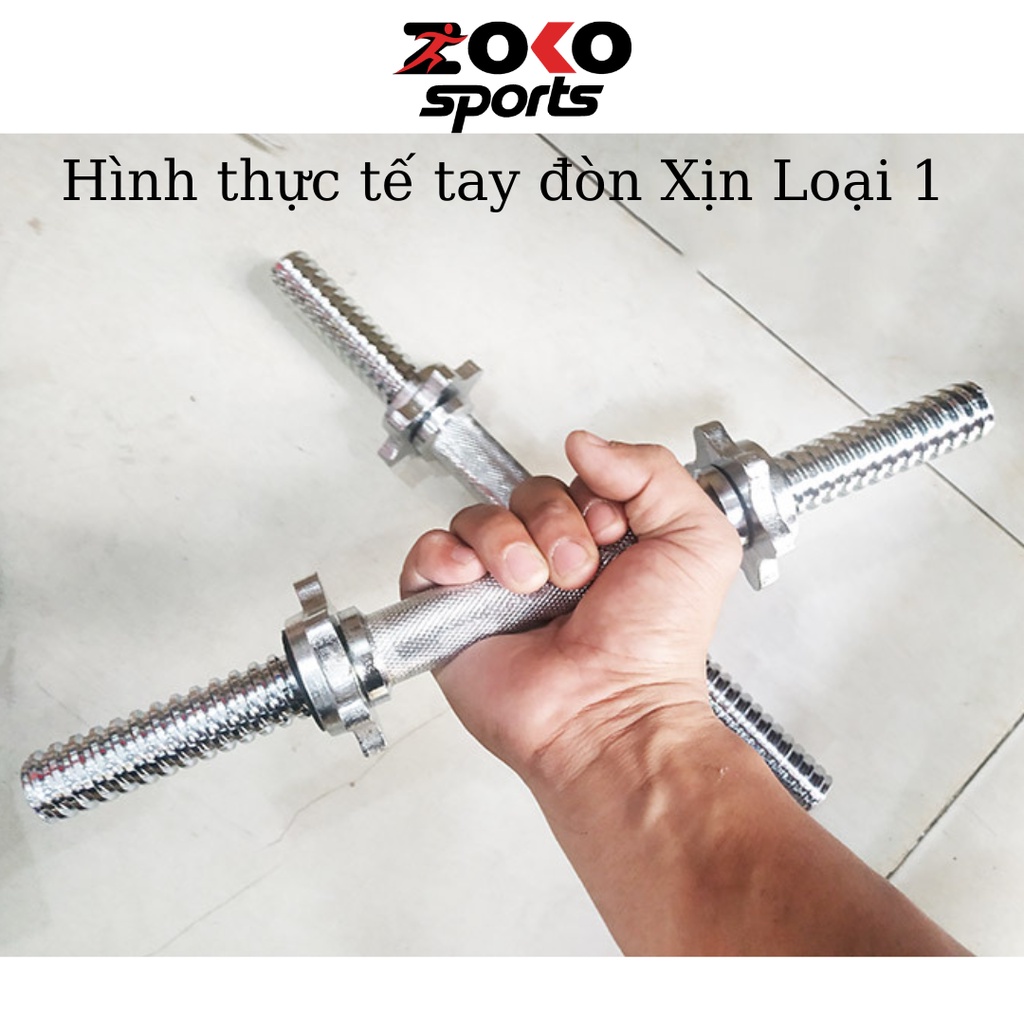 Đòn tạ tay 35cm LOẠI 1 xịn , thanh đòn tạ đơn mạ kẽm trắng cao cấp phi 28 dùng cho phi lỗ tạ 30 - ZOKO SPORT