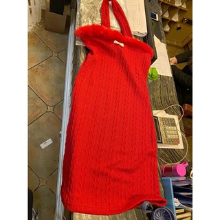 [Sẵn Hàng]♥️Đầm,Váy Len Viền Lông Đỏ(ảnh thật)Size S,M,L