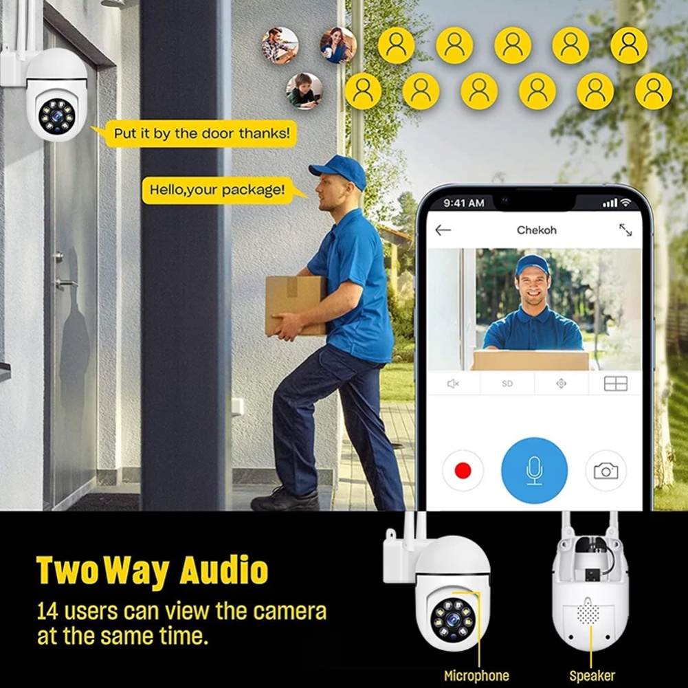 Hd 2.4G Wifi Ip 4x Zoom Camera Giám Sát Ngoài Trời Màu Tầm Nhìn Ban Đêm Con Người Phát Hiện An Ninh Camera Quan Sát Cho Bé màn Hình