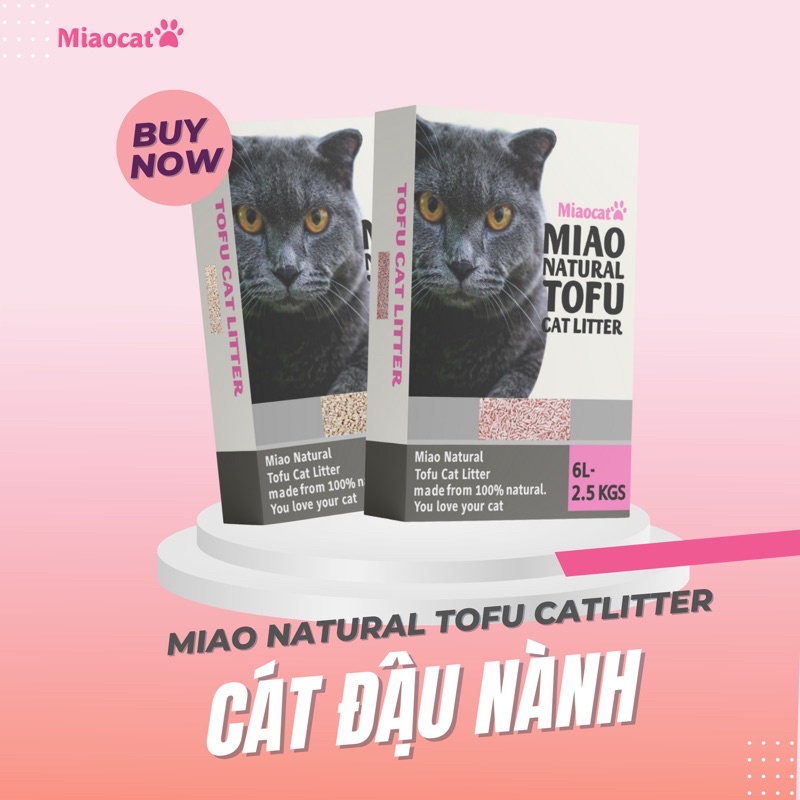 Cát đậu nành MIAO NATURAL TOFU khử mùi tốt vệ sinh cho mèo 6L (Miaocat)