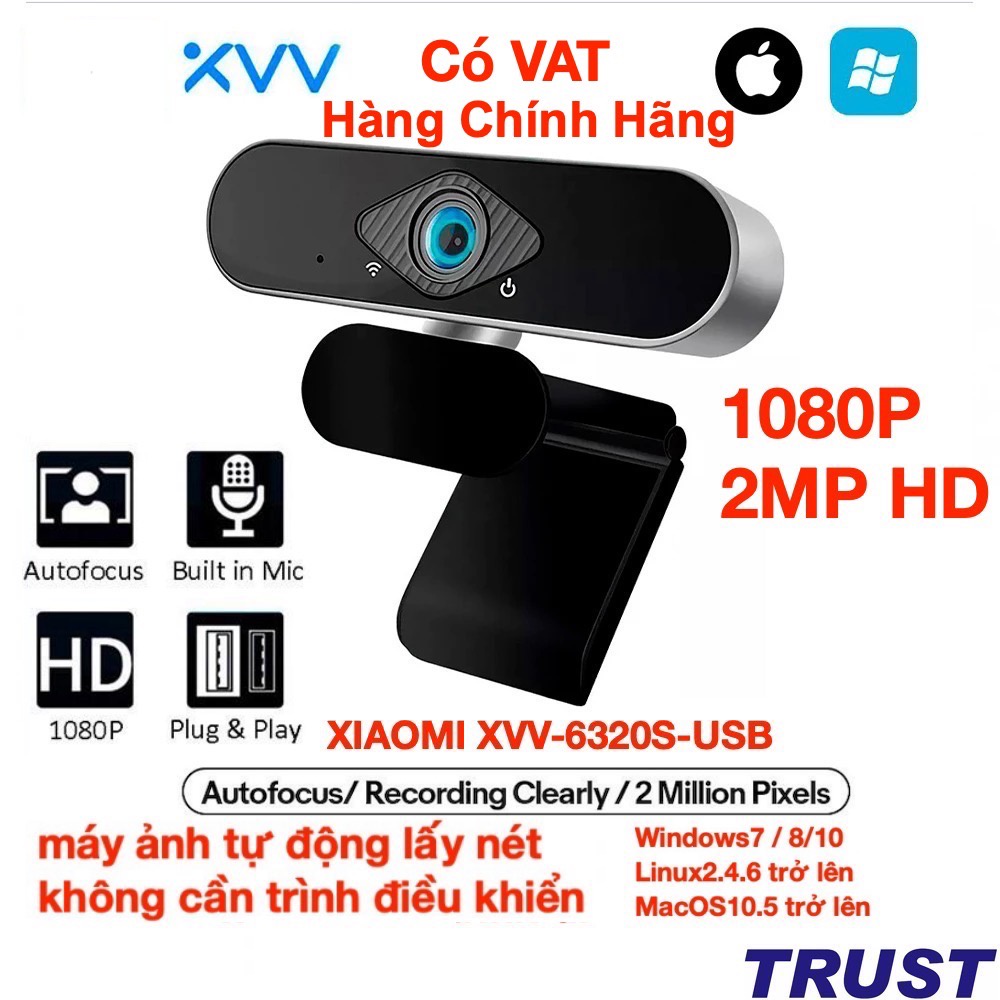 Webcam Máy Tính-Latop-Có Mic Full HD 1080P, Webcam XiaomiYoupin Xiaovv-Học Online Qua ZOOM, Trực Tuyến - Hội Họp