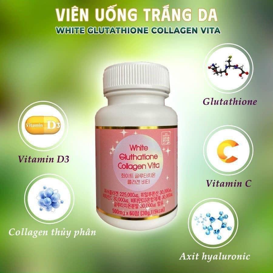 Viên uống trắng da tổng hợp White Glutathione Collagen Vita Hộp 60 viên - Hồi sinh làn da tươi trẻ khỏe