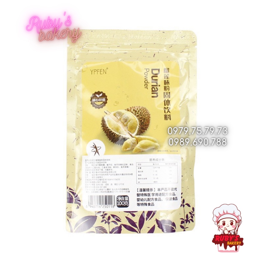 Bột trái cây Đài Loan YPFEN 100g _ Bột Dâu/ Việt Quất/ Xoài/ Khoai môn/Trà xanh/Sầu riêng