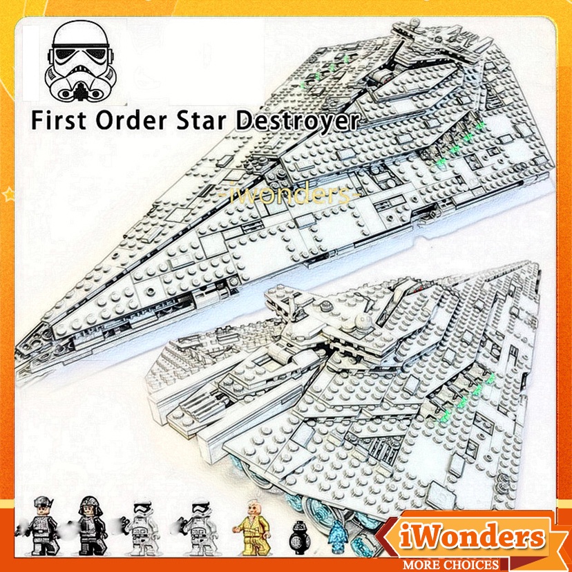 Đơn hàng đầu tiên Star Destroyer Star Building Block BB-9E Bao gồm 5 Nhân vật nhỏ và 2 Droid MOC / 75190 Quà tặng Đồ chơi