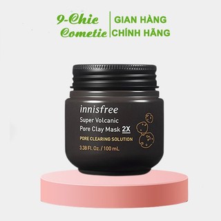 Mặt nạ đất sét innisfree 2x Super Volcanic Pore Clay Mask 100ml, mặt nạ tro núi lửa innisfree loại bỏ mụn đầu đen