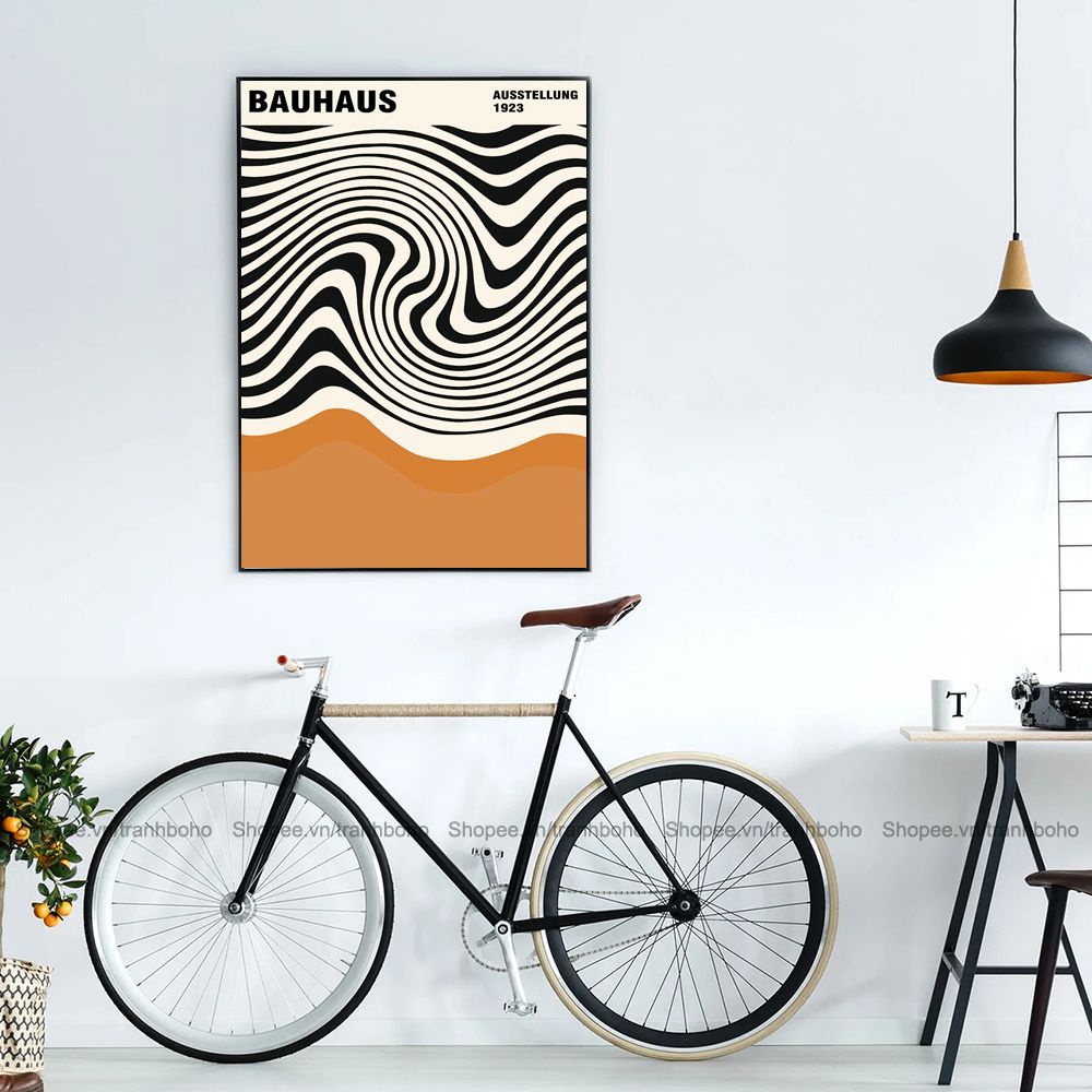 Tranh BAUHAUS trừu tượng treo tường kích thước 50*70cm, tặng kèm đinh 3 chân treo tranh, bảo hành 12 tháng