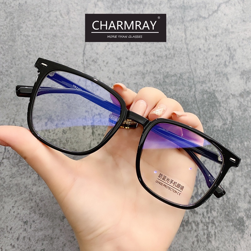 Mắt kính CHARMRAY gọng vuông chống ánh sáng xanh TR90 thời trang cho nam và nữ
