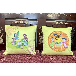 Vỏ gối sofa Tết vàng