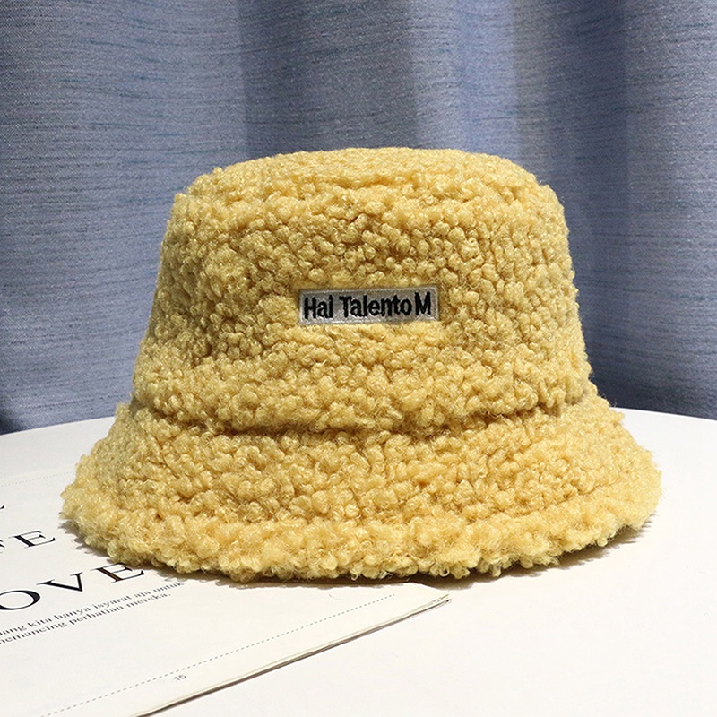 Ygt Mũ Bucket Len Giả Lông Cừu Dày Dặn Giữ Ấm Mùa Đông Cho Nữ