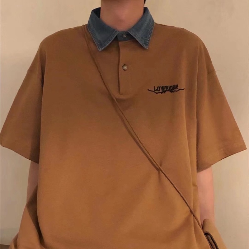 Áo polo Tay Lửng Dáng Rộng Phong Cách Hàn Quốc Thời Trang Mùa Hè Hàng Mới 2022 Dành Cho Bạn Nam Cỡ M-2XL