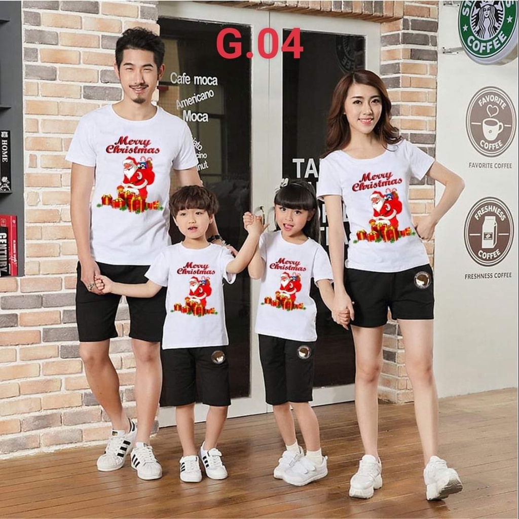 áo thun MERYCHISMART noen giáng sinh 3//4/5 NGƯỜI chất cotton mịn đẹp giá sĩ