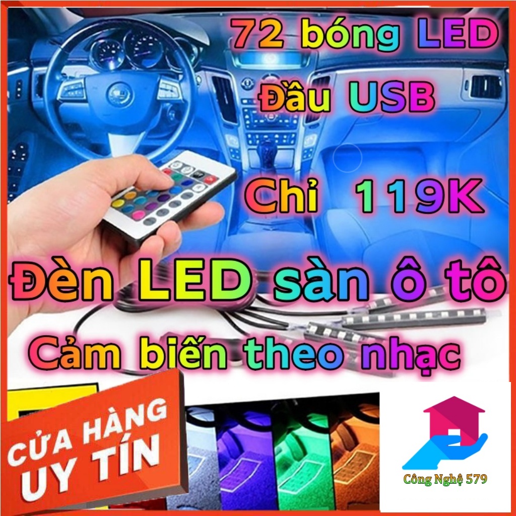 ĐÈN SÀN Ô TÔ, 72 BÓNG LED, CẢM BIẾN NHẠC