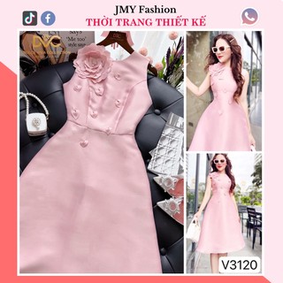 V3120 Váy hồng tafta đính hoa nổi dự tiệc [kèm ảnh sàn+video SP] váy hồng dáng A xoè sang chảnh - DVC&ACC