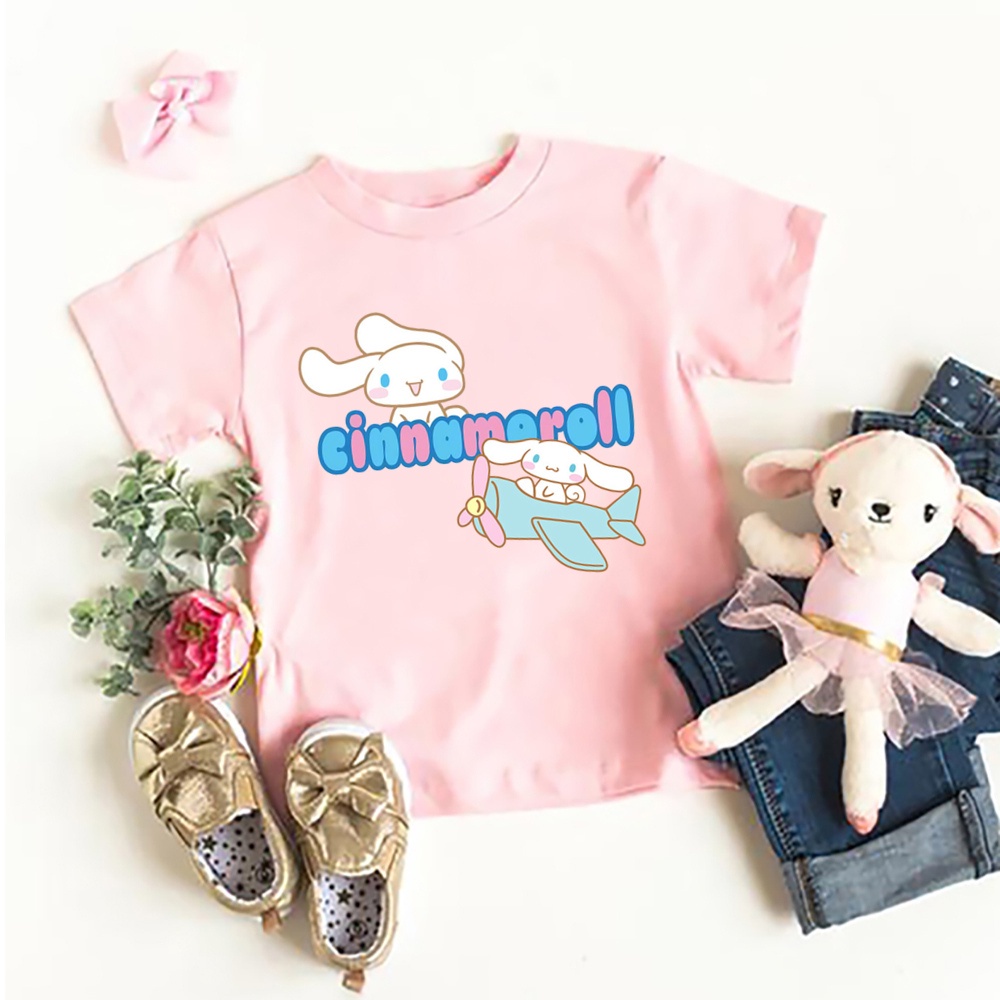 Cinnamoroll Áo Thun Ngắn Tay In Hoạt Hình Phong Cách Hàn Quốc Đáng Yêu Dành Cho Trẻ