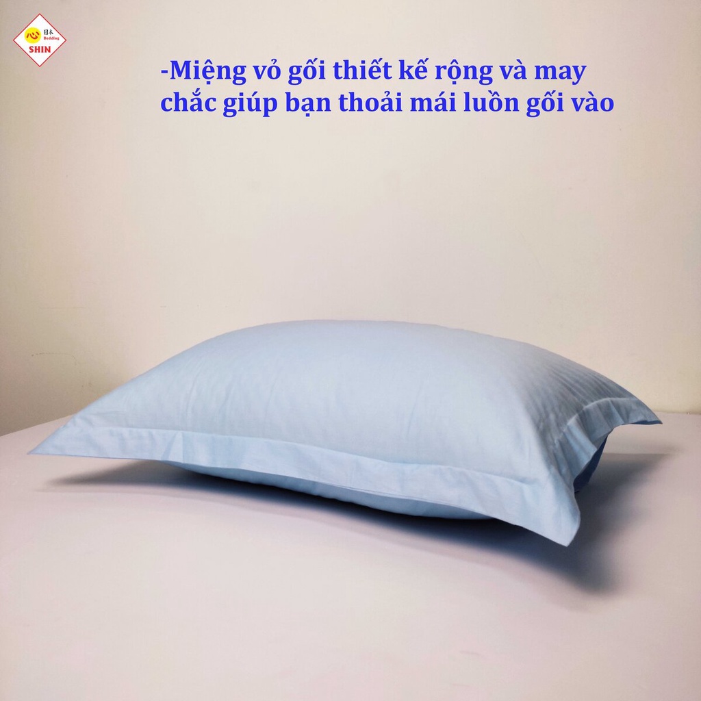 Cặp vỏ gối cotton tự nhiên cao cấp 50x70cm màu xanh da trời