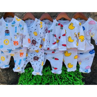 Bộ Cotton giấy dài tay nằm điều hoà cho bé 5-15kg