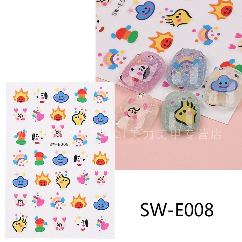 Sticker Hoạt hình cute trang trí móng tay/sổ, miếng dán trang trí