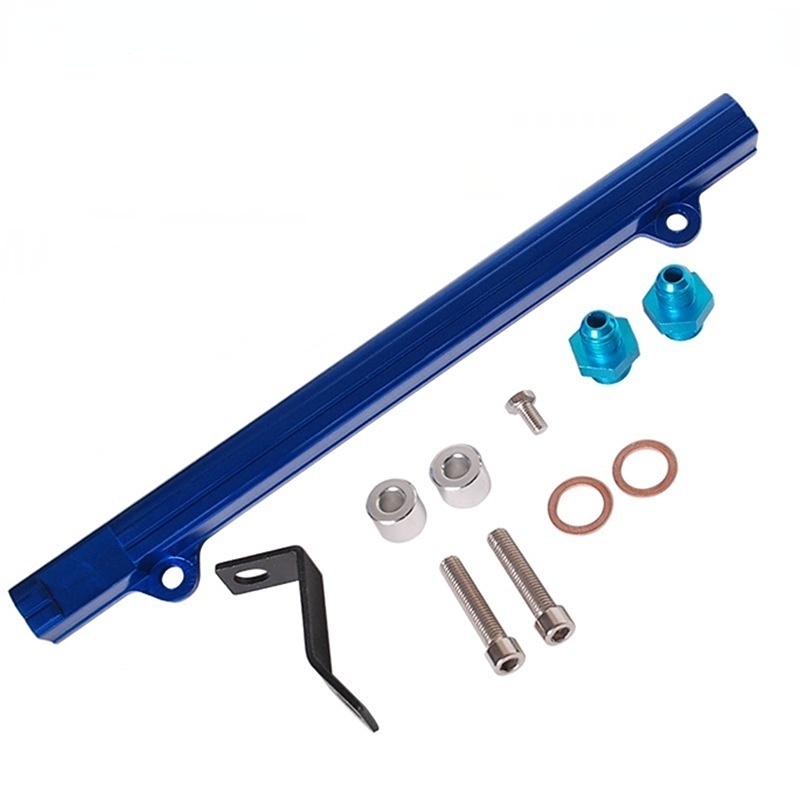 Nhôm Phôi Top Feed Injector Fuel Rail Turbo Kit Màu Xanh Dương Chất Lượng Cao Cho Mitsubishi 4G63 EV