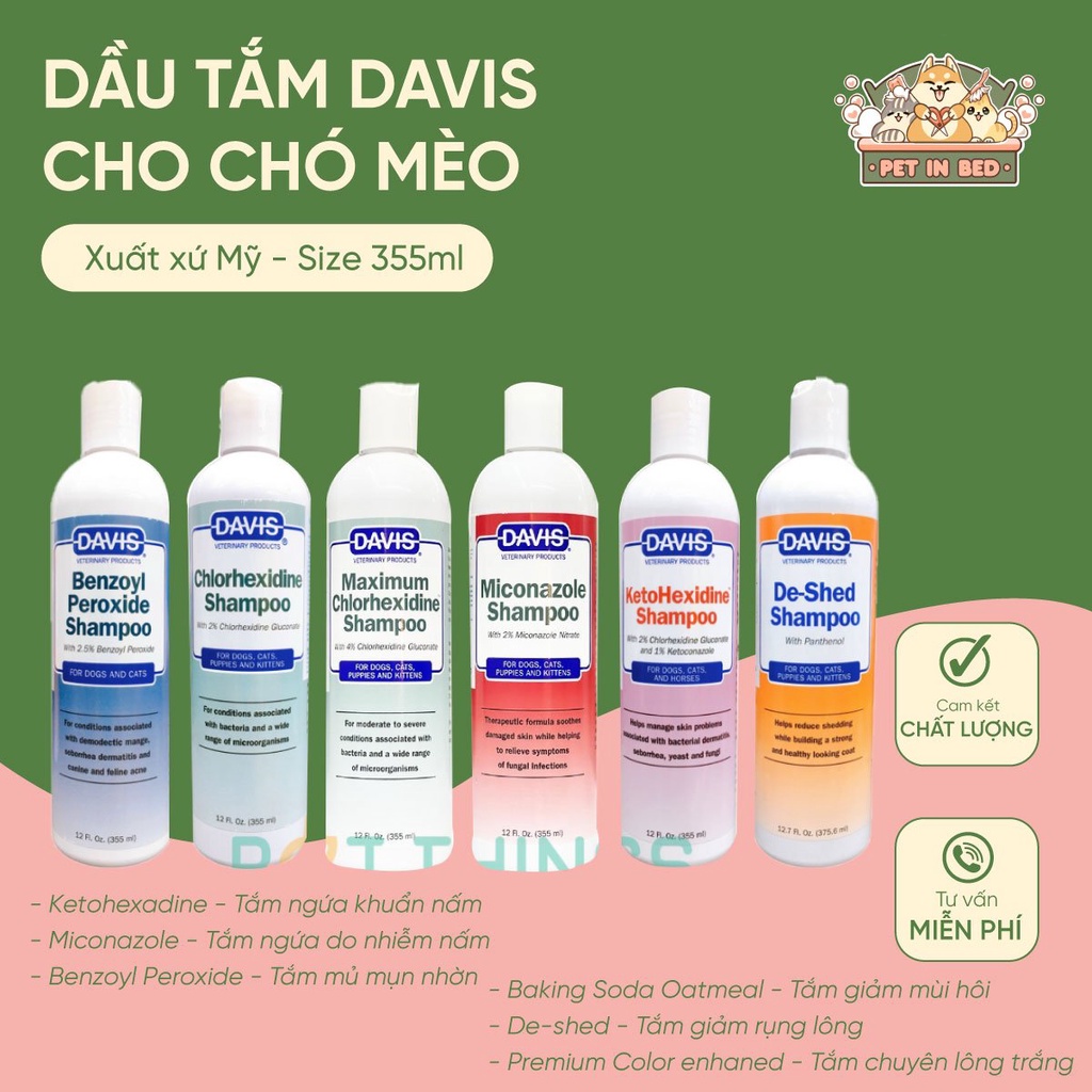 Davis (355ml) / Dầu tắm Davis chuyên trị liệu đến từ Mỹ dành cho chó mèo