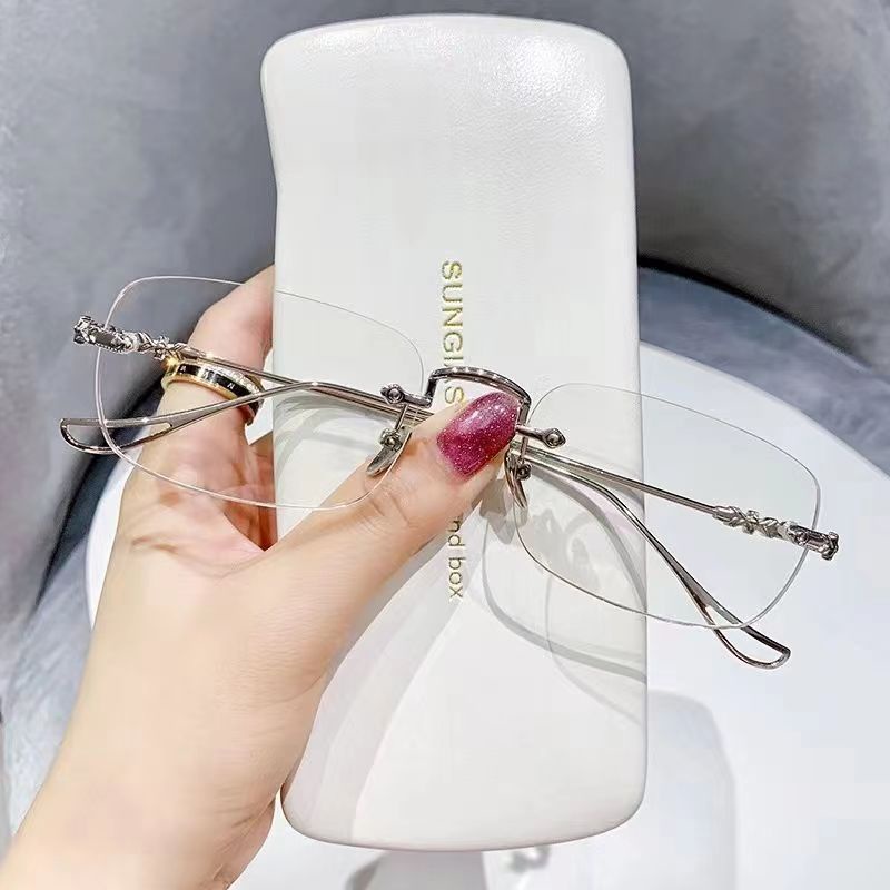 Kính Hoàn Thiện 0 ~ + 400° Kính Đọc Sách Gọng Kim Loại Thời Trang Hàn Quốc