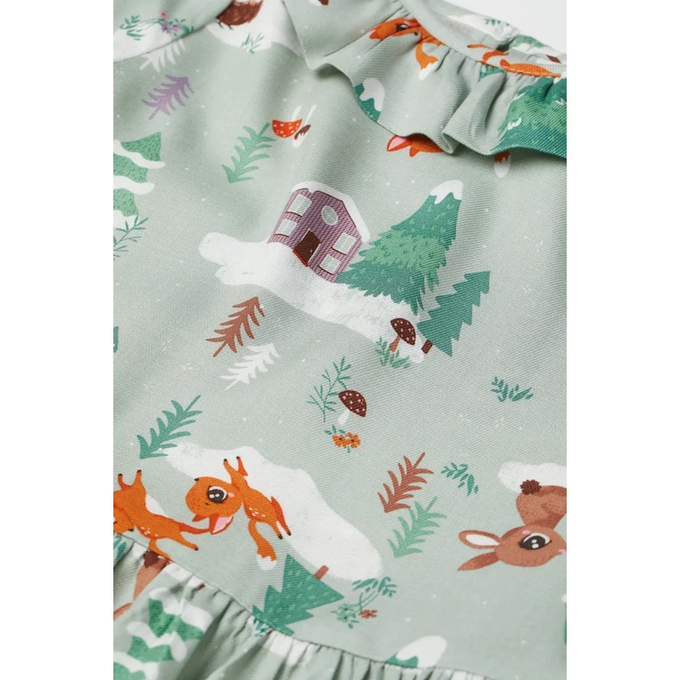 Váy dài tay unicorn xanh HM H&M_hàng chính hãng authentic