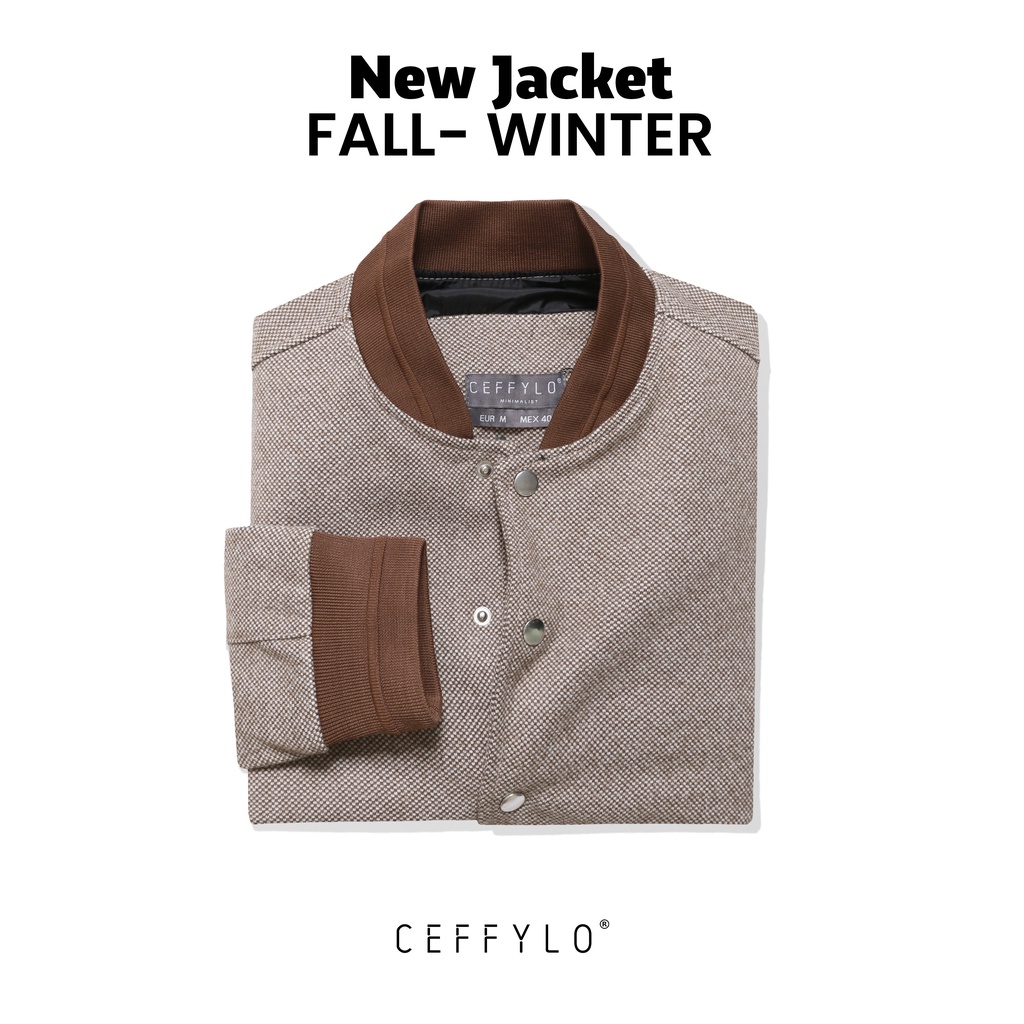 Áo Khoác Nam Bomber Dạ CF màu camel, Phong Cách Trẻ Trung, Phóng Khoáng, Mạnh Mẽ - CEFFYLO