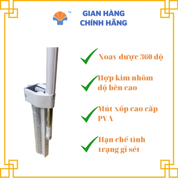 Cây lau mút siêu thấm nước gấp 7 lần, xoay 360 độ, vắt thông minh