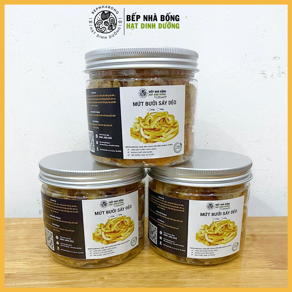 250gr Vỏ Bưởi Hồng Sấy Dẻo, Ít ngọt, Thích hợp bà bầu, người lớn tuổi, tiểu đường, Loại 1, Bếp Nhà Bống Hạt Dinh Dưỡng