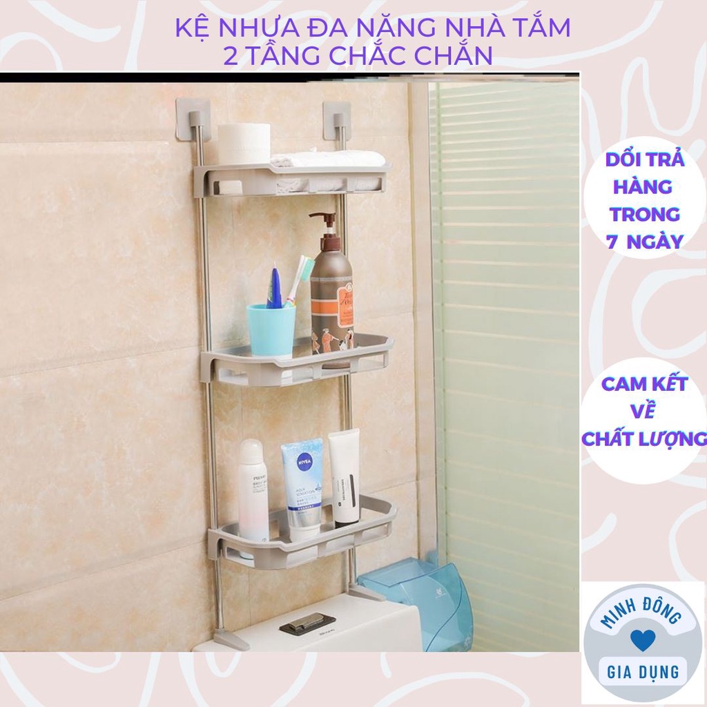 Kệ để đồ nhà tắm 3 tầng, Kệ nhựa nhà vệ sinh 2 tầng thông minh, Gía đựng đồ phòng tắm đa năng 3 tầng siêu tiện lợi