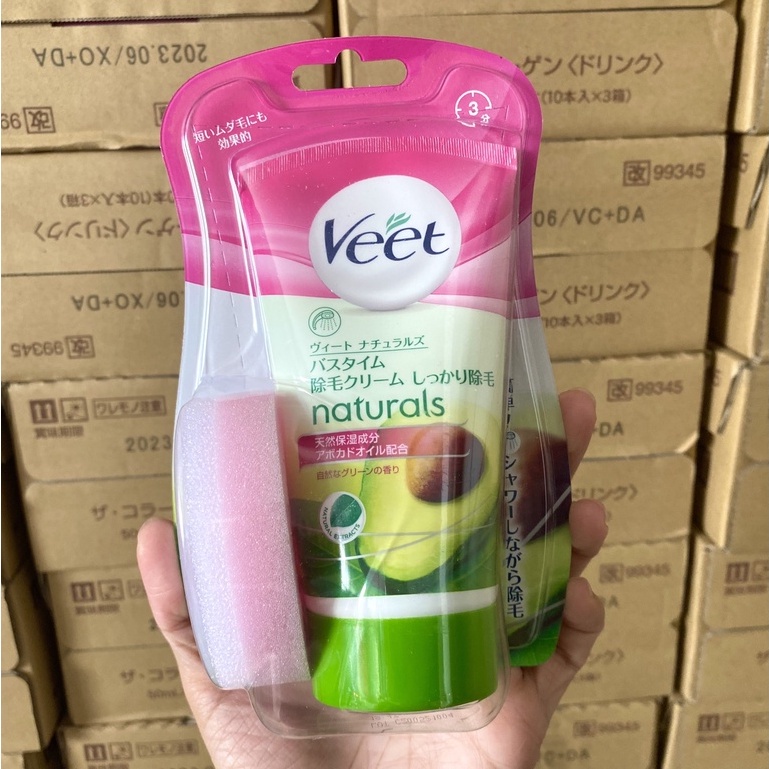 Kem Tẩy Lông Veet Nhật Bản 150G Naturals Bơ Nho Tẩy Lông Nách, Tay, Chân Cao Cấp